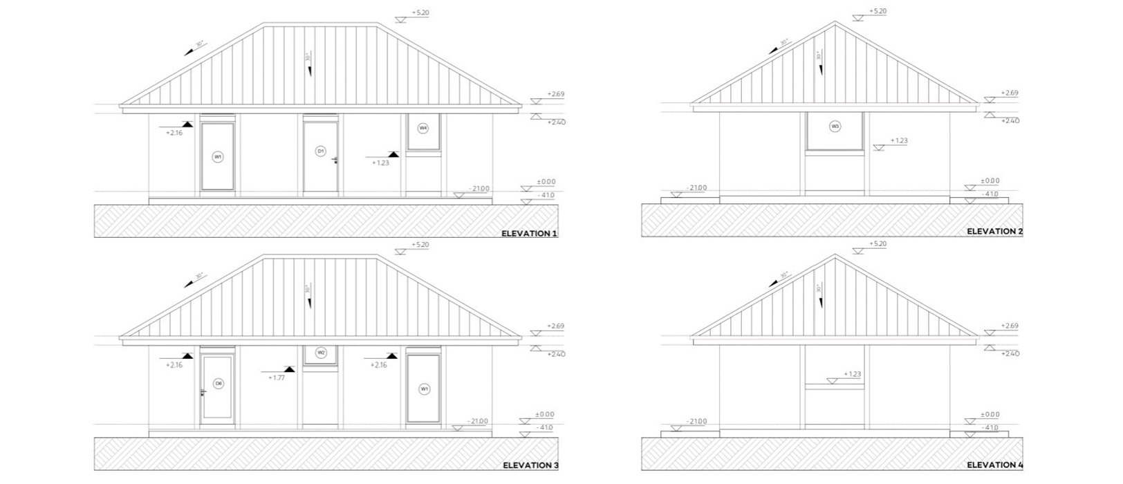 Modular I B HIP Roof Elevations